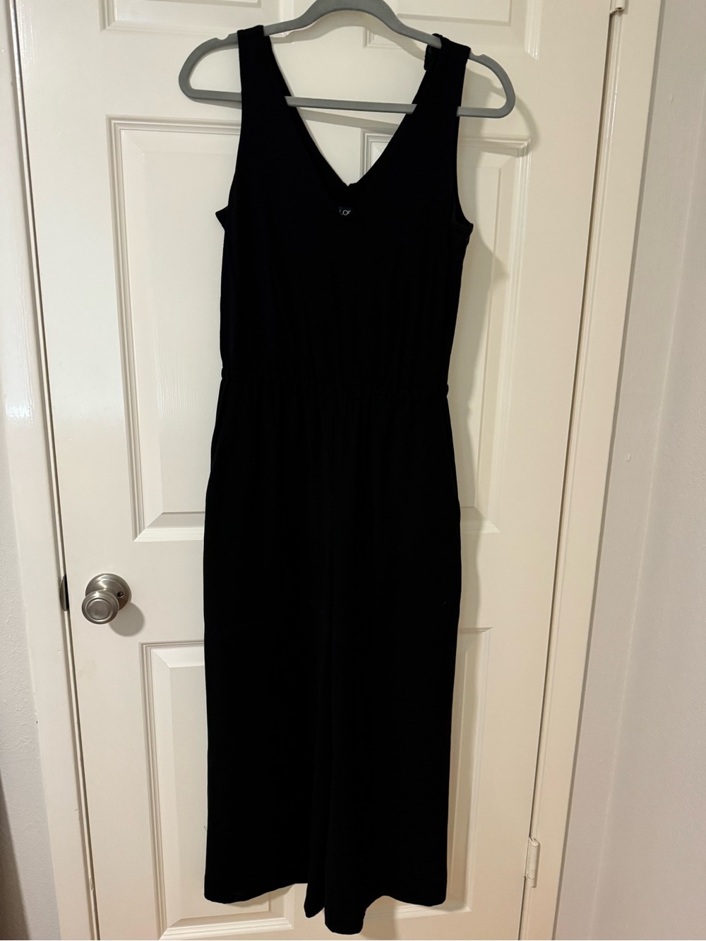 Loft Black V-Neck Sleeveless Wide Lef Jumpsuit